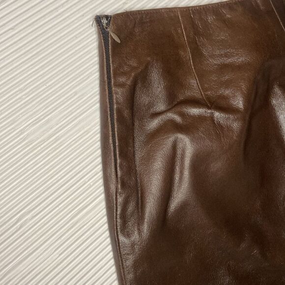 Finity Brown Leather High waist Skirt size 8 - Picture 4 of 8
